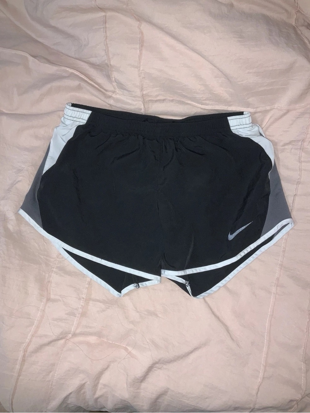 Nike Women’s Black Athletic Shorts with White and Gray Accents